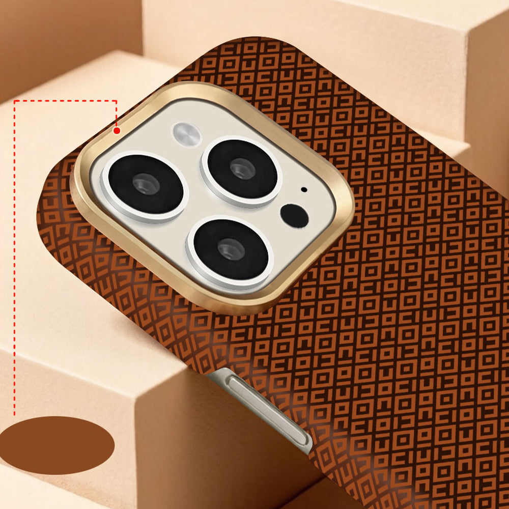 Apple iPhone 16 Pro Kılıf M-Safe Şarj Özellikli Zore Paris Vax Sert PC Kapak Kahverengi