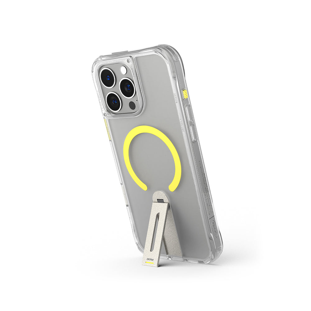 Apple iPhone 16 Pro Kılıf Magsafe Şarj Özellikli 360 Derece Dönebilen Standlı Skinarma Helix Kapak Şeffaf