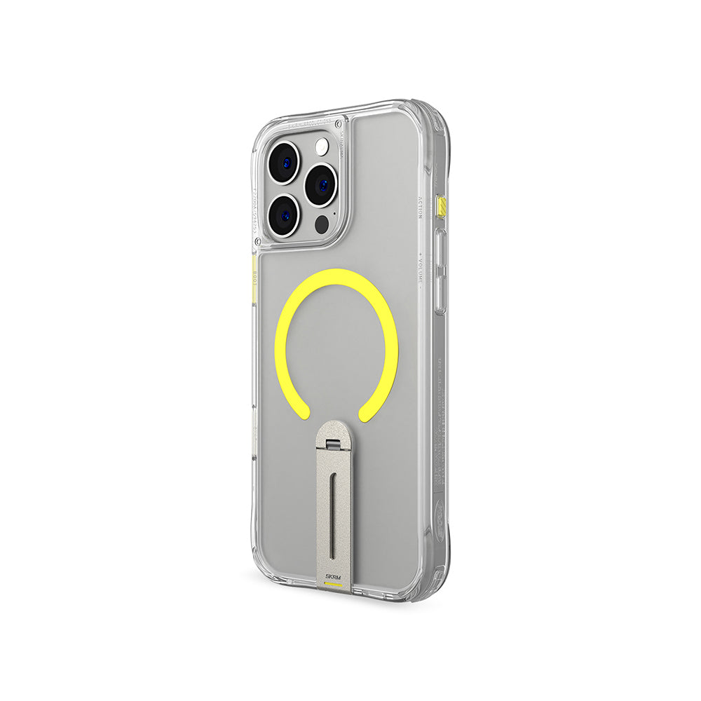 Apple iPhone 16 Pro Kılıf Magsafe Şarj Özellikli 360 Derece Dönebilen Standlı Skinarma Helix Kapak Şeffaf