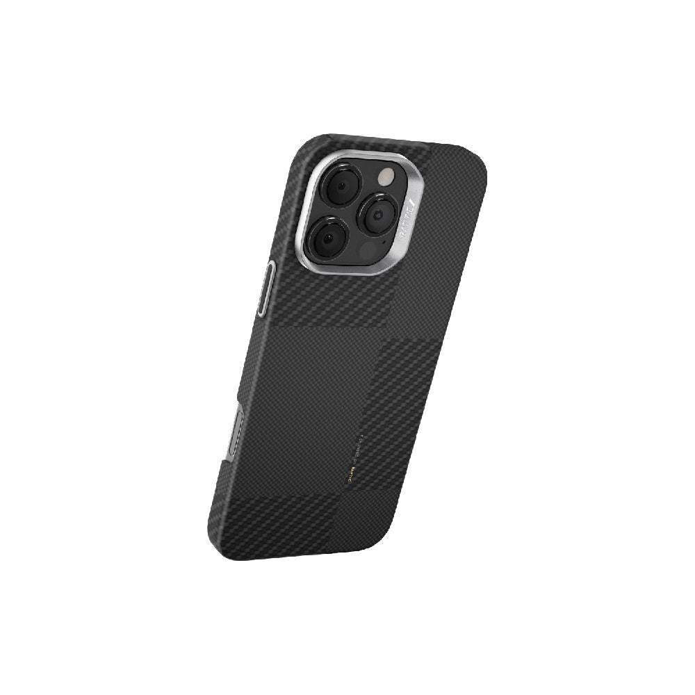 iPhone 16 Pro Kılıf Magsafe Şarj Özellikli 600D Metal Kamera Çerçeveli Raptic Aramid Fiber Croxx Mondrian Serisi Kılıf Siyah