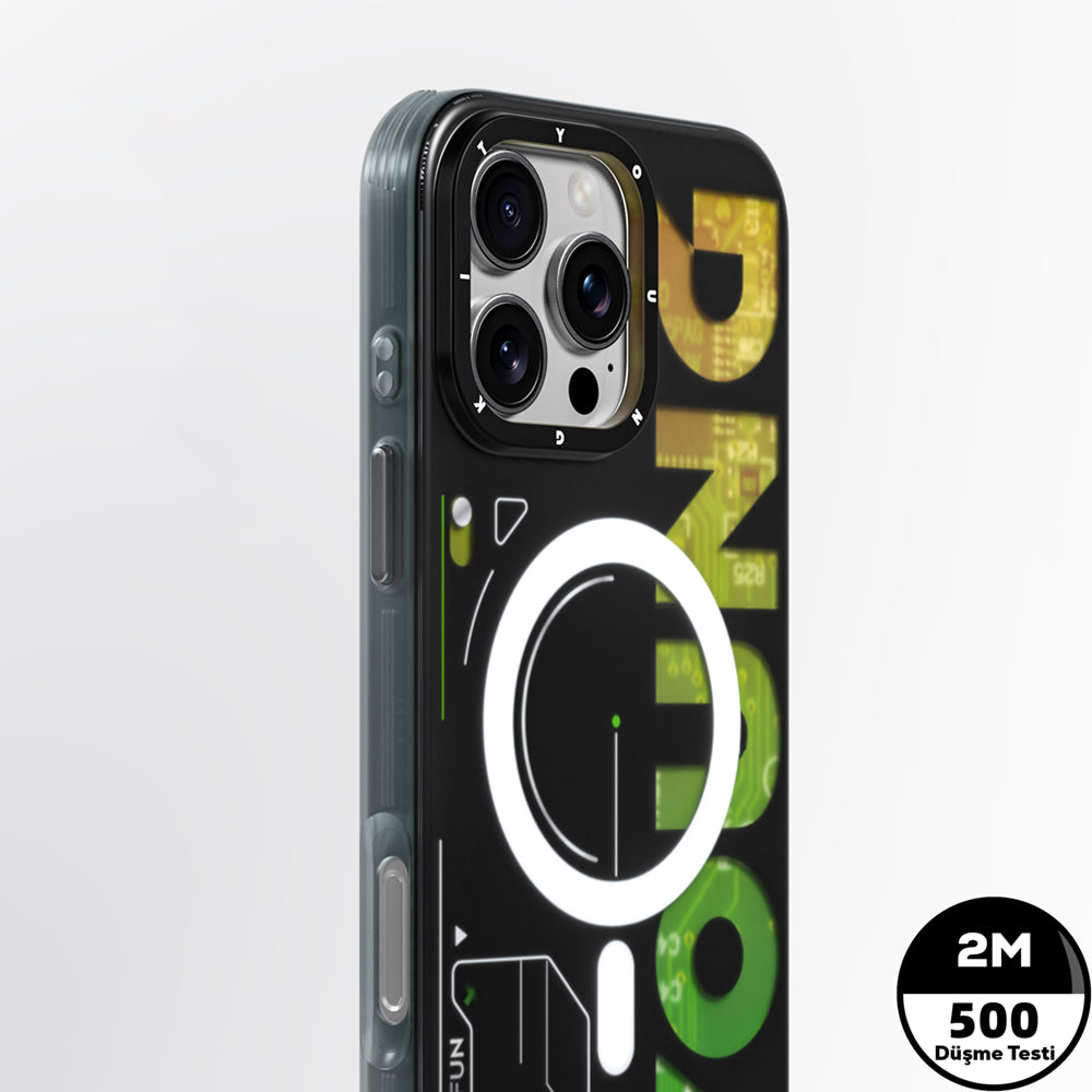 iPhone 16 Pro Kılıf Magsafe Şarj Özellikli Airbagli Çift Katmanlı Youngkit Future Serisi Kılıf Yeşil