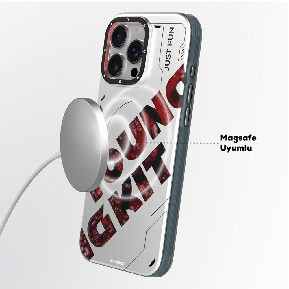 iPhone 16 Pro Kılıf Magsafe Şarj Özellikli Airbagli Çift Katmanlı Youngkit Future Serisi Kılıf Yeşil