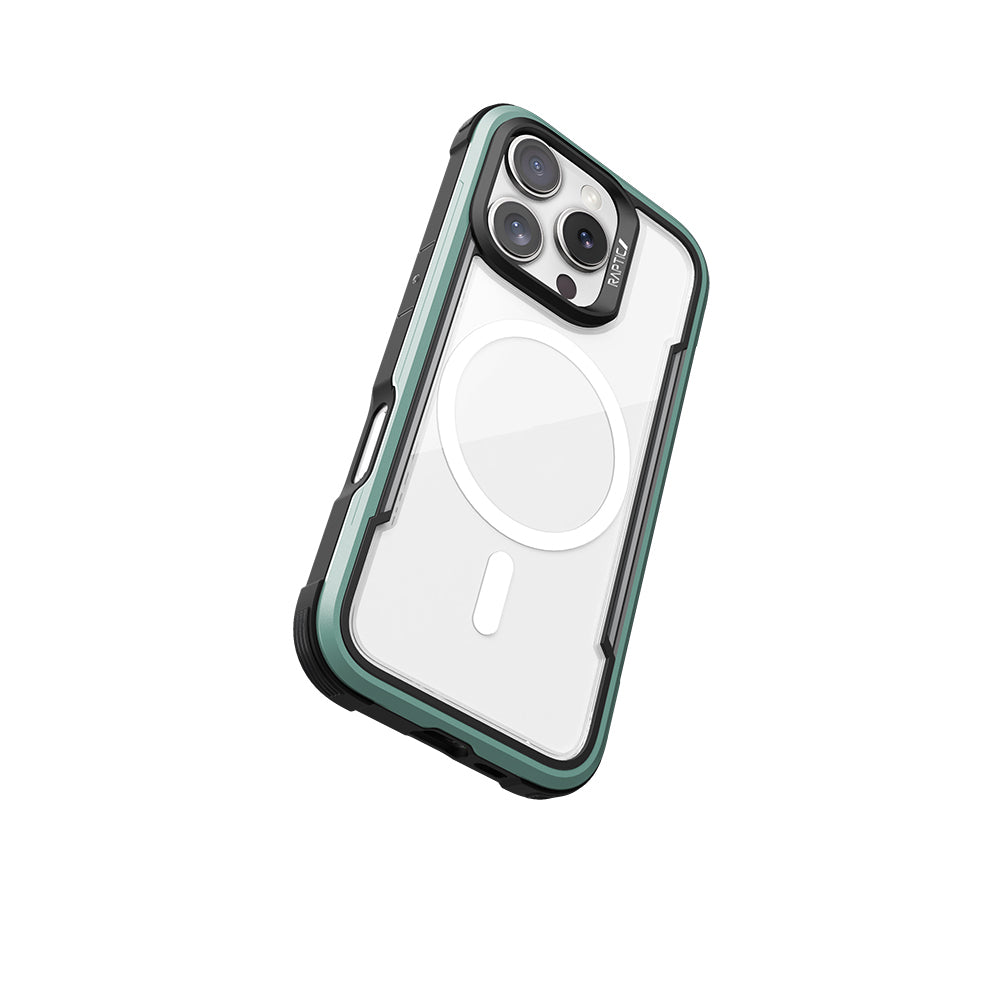iPhone 16 Pro Kılıf Magsafe Şarj Özellikli Airbagli Raptic Shield Serisi Şeffaf Arka Yüzey Kılıf Kırmızı