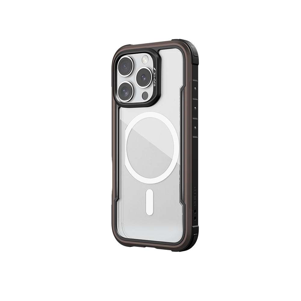 iPhone 16 Pro Kılıf Magsafe Şarj Özellikli Airbagli Raptic Shield Serisi Şeffaf Arka Yüzey Kılıf Kırmızı