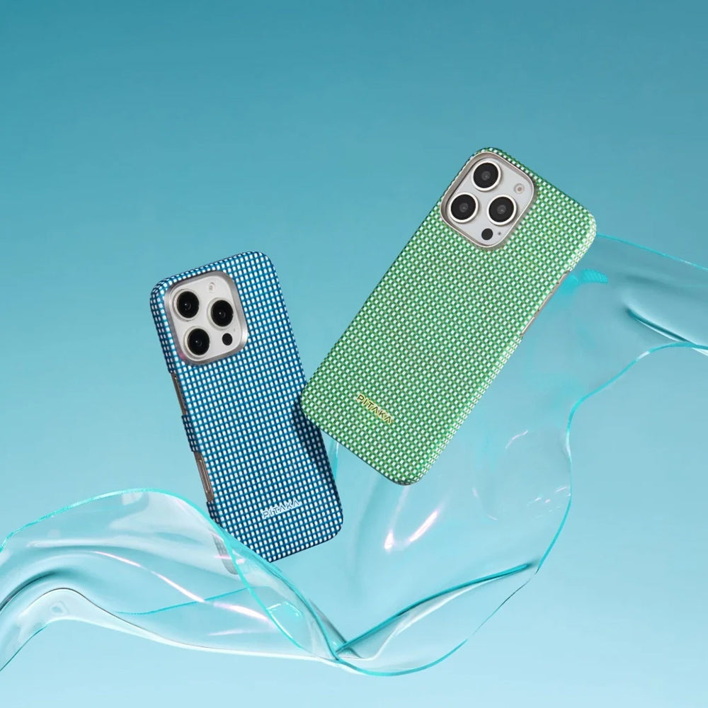 iPhone 16 Pro Kılıf Magsafe Şarj Özellikli Aramid Fiber Pitaka Ultra-Slim Classic Serisi Ocean Blue Kılıf Mavi