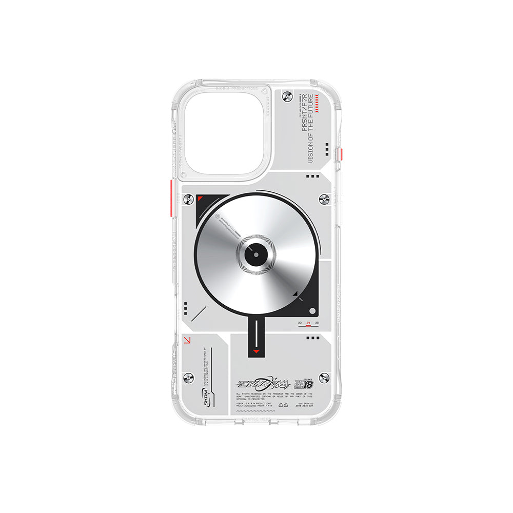 iPhone 16 Pro Kılıf Magsafe Şarj Özellikli Disk Desenli Airbag Tasarımlı Skinarma Nova Kılıf Şeffaf