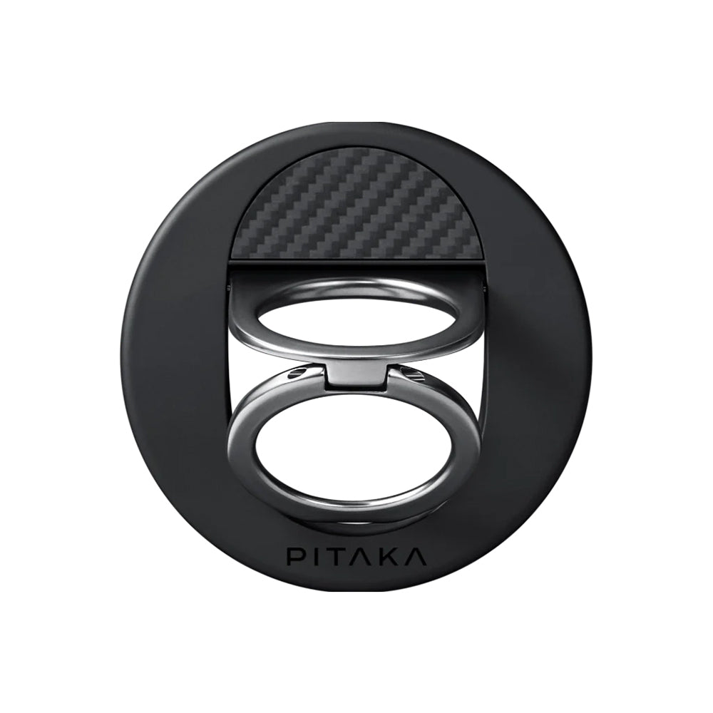 iPhone 16 Pro Kılıf Magsafe Şarj Özellikli Grip 3 Standlı Aramid Fiber Pitaka Military Grade Classic Serisi Black-Grey Twill Kılıf Siyah-Gri