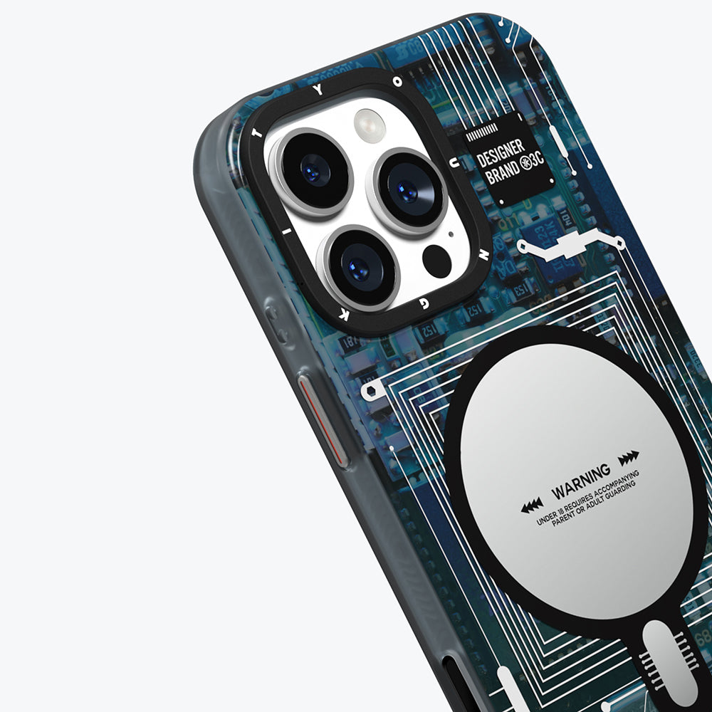 Apple iPhone 16 Pro Kılıf Magsafe Şarj Özellikli Kamera Denetim Butonlu Youngkit Technology Serisi Kapak Gri