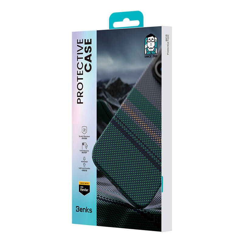 iPhone 16 Pro Kılıf Magsafe Şarj Özellikli Karbon Fiber Tasarımlı Benks Aurora ArmorPro Kevlar Kılıf Siyah
