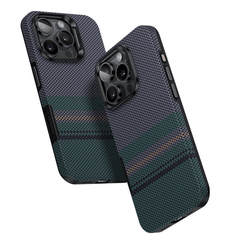 iPhone 16 Pro Kılıf Magsafe Şarj Özellikli Karbon Fiber Tasarımlı Benks Aurora ArmorPro Kevlar Kılıf Siyah