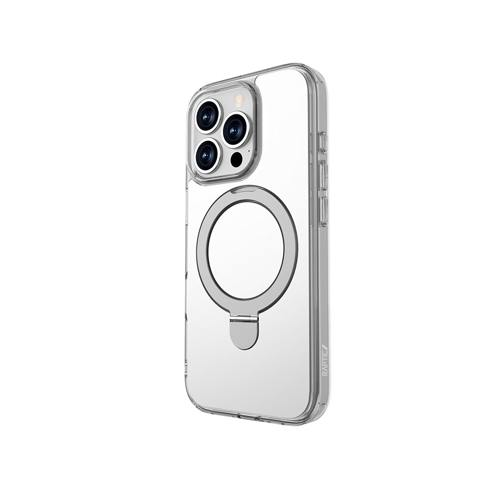 iPhone 16 Pro Kılıf Magsafe Şarj Özellikli Raptic Air Stand Serisi Aynalı Arka Yüzey Standlı Kılıf Gri