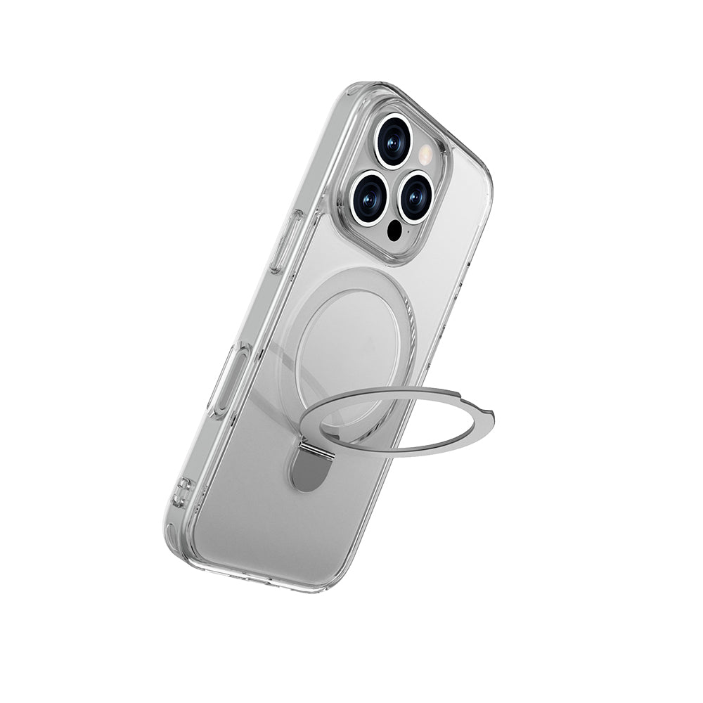 iPhone 16 Pro Kılıf Magsafe Şarj Özellikli Raptic Air Stand Serisi Buzlu Transparan Tasarımlı Standlı Kılıf Şeffaf