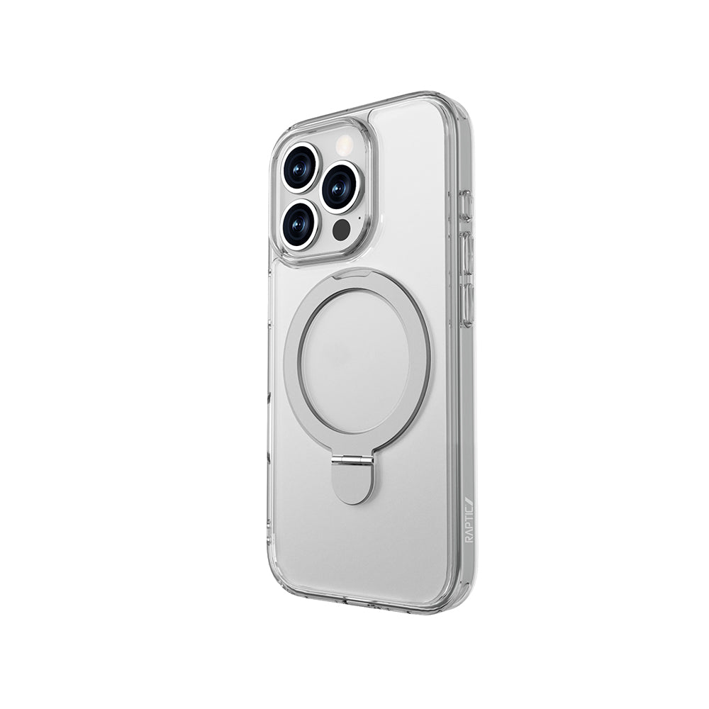 iPhone 16 Pro Kılıf Magsafe Şarj Özellikli Raptic Air Stand Serisi Buzlu Transparan Tasarımlı Standlı Kılıf Şeffaf