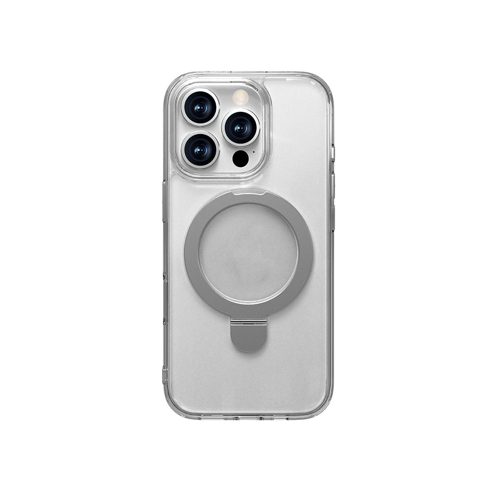 iPhone 16 Pro Kılıf Magsafe Şarj Özellikli Raptic Air Stand Serisi Buzlu Transparan Tasarımlı Standlı Kılıf Şeffaf