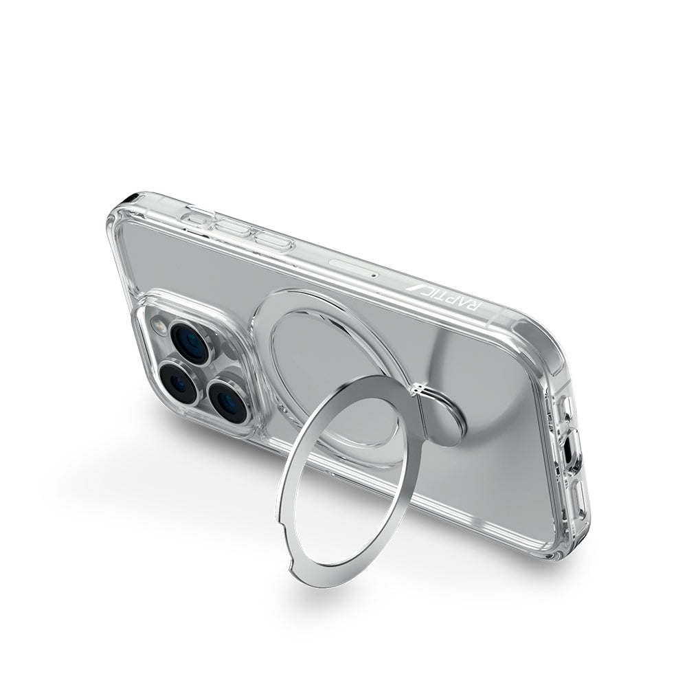iPhone 16 Pro Kılıf Magsafe Şarj Özellikli Raptic Air Stand Serisi Buzlu Transparan Tasarımlı Standlı Kılıf Şeffaf