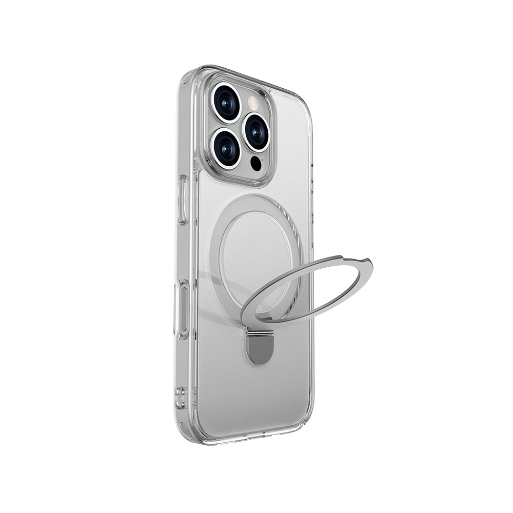 iPhone 16 Pro Kılıf Magsafe Şarj Özellikli Raptic Air Stand Serisi Buzlu Transparan Tasarımlı Standlı Kılıf Şeffaf