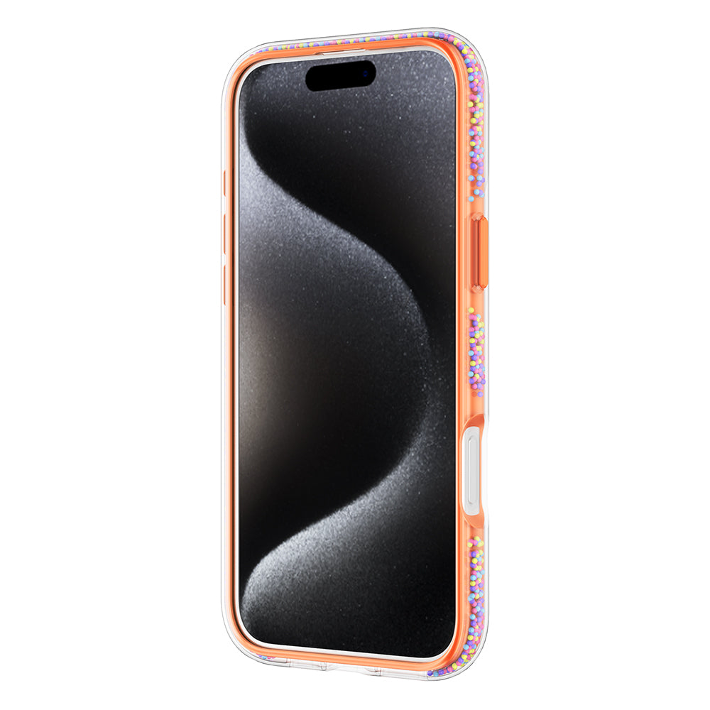 iPhone 16 Pro Kılıf Magsafe Şarj Özellikli Raptic AirJoy Serisi Boncuk Tasarımlı Şeffaf Kılıf Turuncu