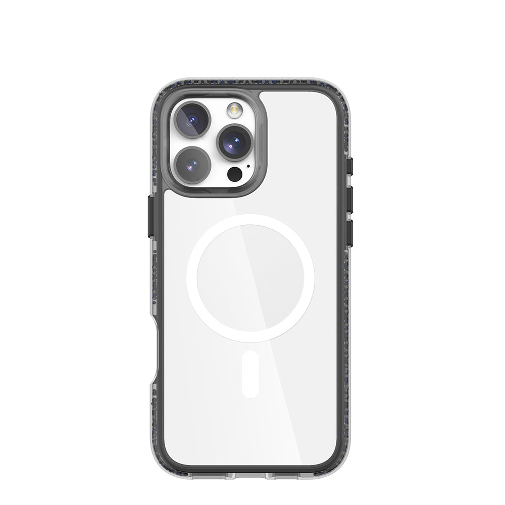 iPhone 16 Pro Kılıf Magsafe Şarj Özellikli Raptic AirJoy Serisi Boncuk Tasarımlı Şeffaf Kılıf Siyah-Gri