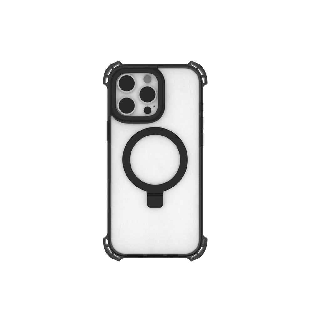 iPhone 16 Pro Kılıf Magsafe Şarj Özellikli Raptic Dual Serisi Şeffaf Standlı Kılıf Siyah