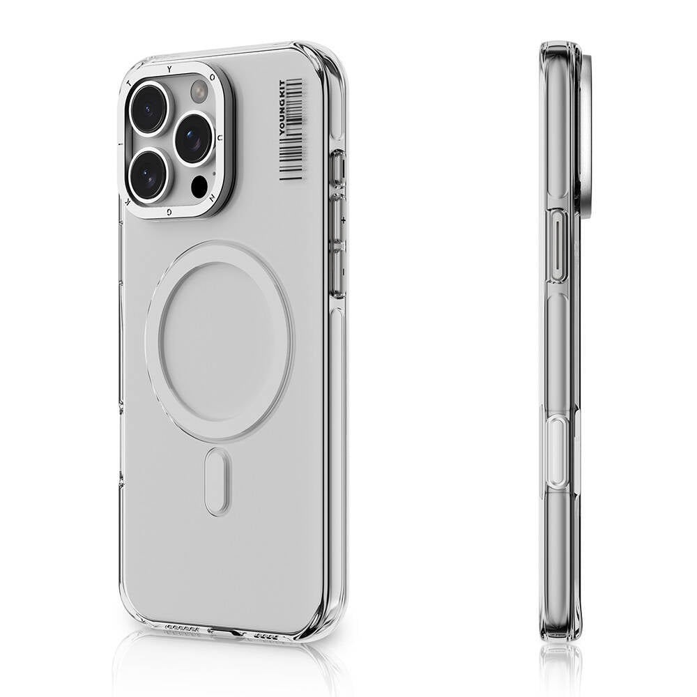 iPhone 16 Pro Kılıf Magsafe Şarj Özellikli Şeffaf Youngkit Crystal Shield Serisi Kılıf Gold