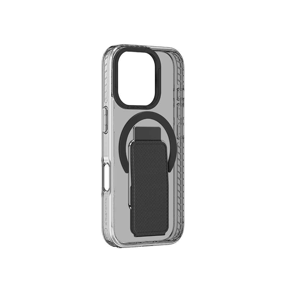 iPhone 16 Pro Kılıf Magsafe Şarj Özellikli Standlı Amazingthing Titan Pro Plus Kılıf Gri