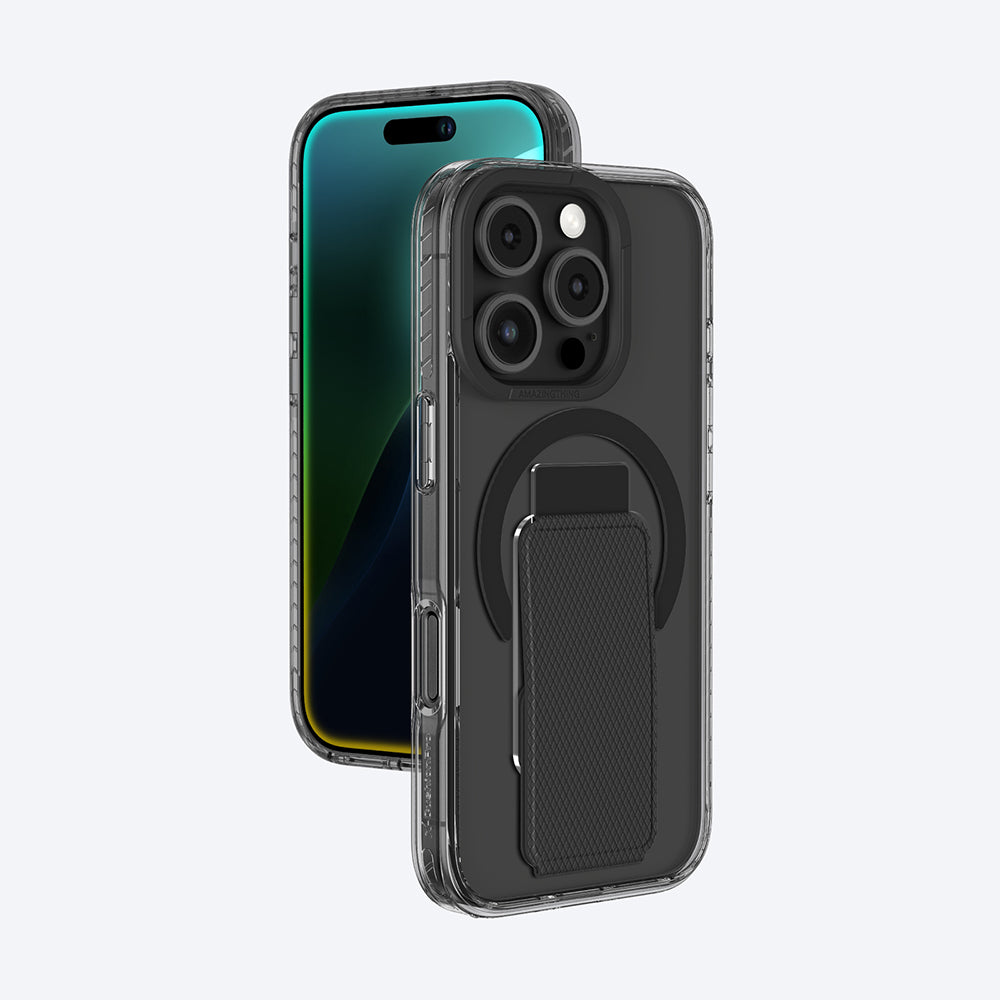 iPhone 16 Pro Kılıf Magsafe Şarj Özellikli Standlı Amazingthing Titan Pro Plus Kılıf Gri