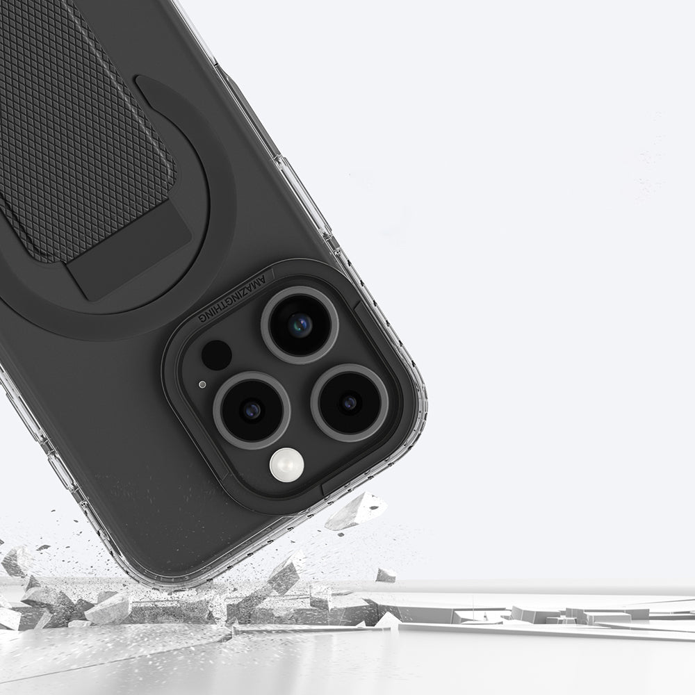 iPhone 16 Pro Kılıf Magsafe Şarj Özellikli Standlı Amazingthing Titan Pro Plus Kılıf Gri