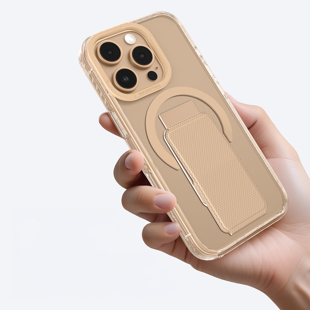 iPhone 16 Pro Kılıf Magsafe Şarj Özellikli Standlı Amazingthing Titan Pro Plus Kılıf Rose Gold