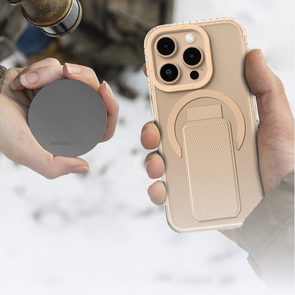 iPhone 16 Pro Kılıf Magsafe Şarj Özellikli Standlı Amazingthing Titan Pro Plus Kılıf Rose Gold
