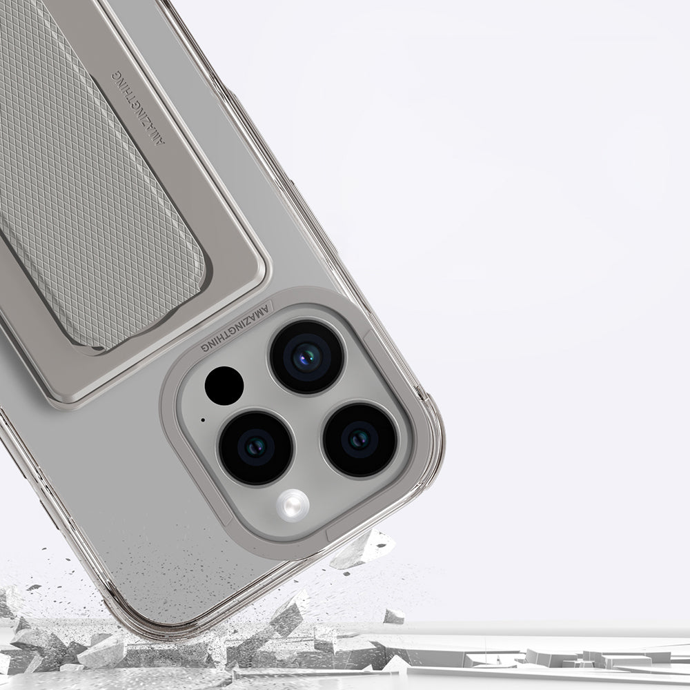 iPhone 16 Pro Kılıf Magsafe Şarj Özellikli Standlı Kartlıklı Set Amazingthing Omni Adventure Serisi Kılıf Gri