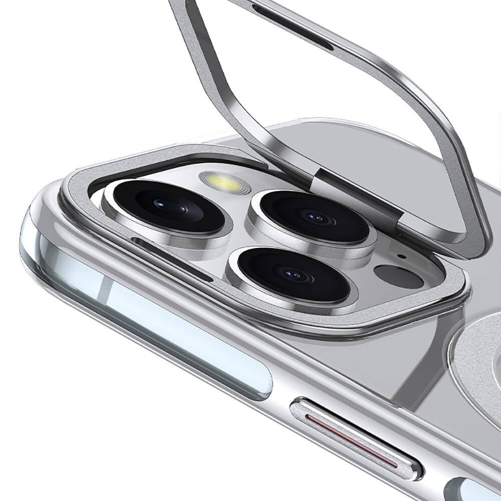 iPhone 16 Pro Kılıf Magsafe Şarj Özellikli Wlons Standlı Efsane Kılıf Siyah