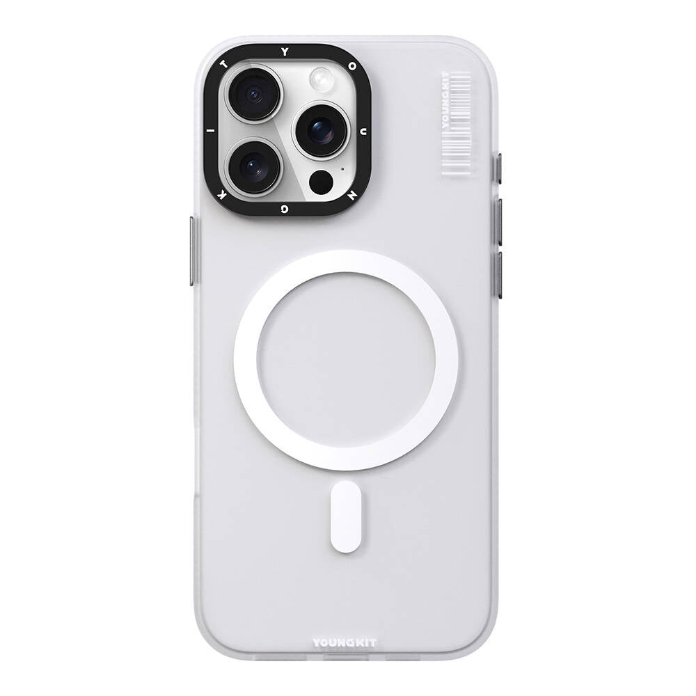 iPhone 16 Pro Kılıf Magsafe Şarj Özellikli Youngkit Hidden Sand Serisi Kılıf Beyaz