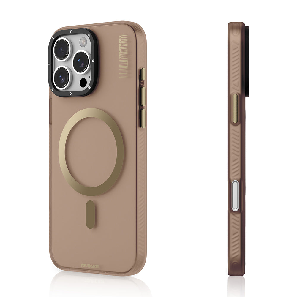iPhone 16 Pro Kılıf Magsafe Şarj Özellikli Youngkit Hidden Sand Serisi Kılıf Gold