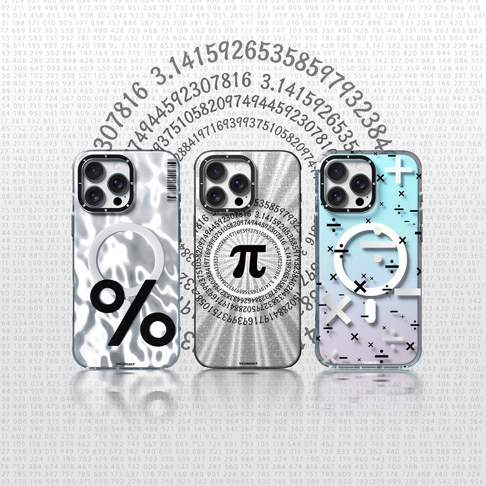 iPhone 16 Pro Kılıf Magsafe Şarj Özellikli Youngkit Mathematical Serisi Kılıf Gri