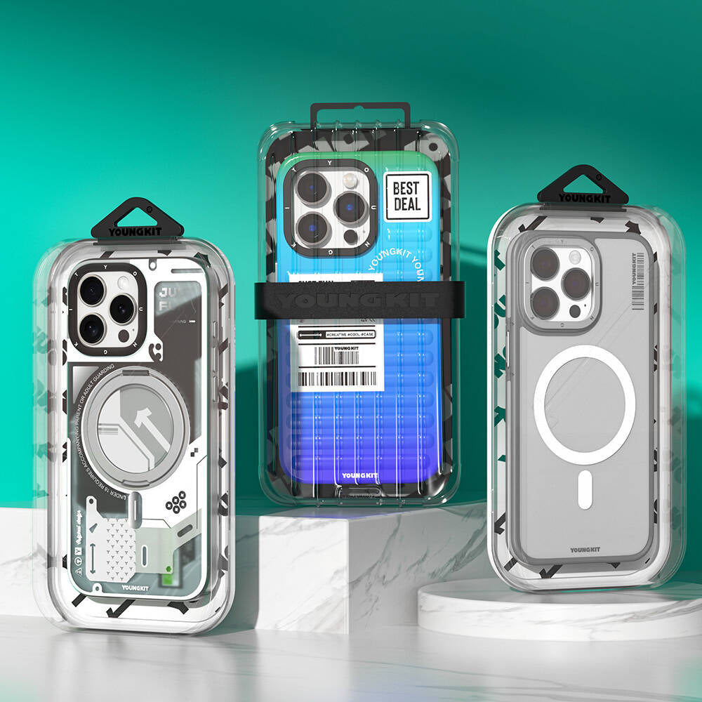 iPhone 16 Pro Kılıf Magsafe Şarj Özellikli Youngkit Rock Sand Serisi Kılıf Mavi