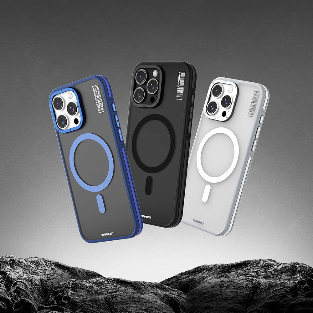 iPhone 16 Pro Kılıf Magsafe Şarj Özellikli Youngkit Rock Sand Serisi Kılıf Siyah