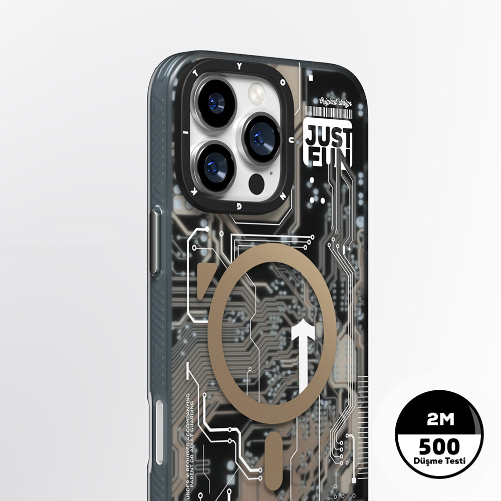 iPhone 16 Pro Kılıf Magsafe Şarj Özellikli Youngkit Technology Serisi Kılıf Mavi