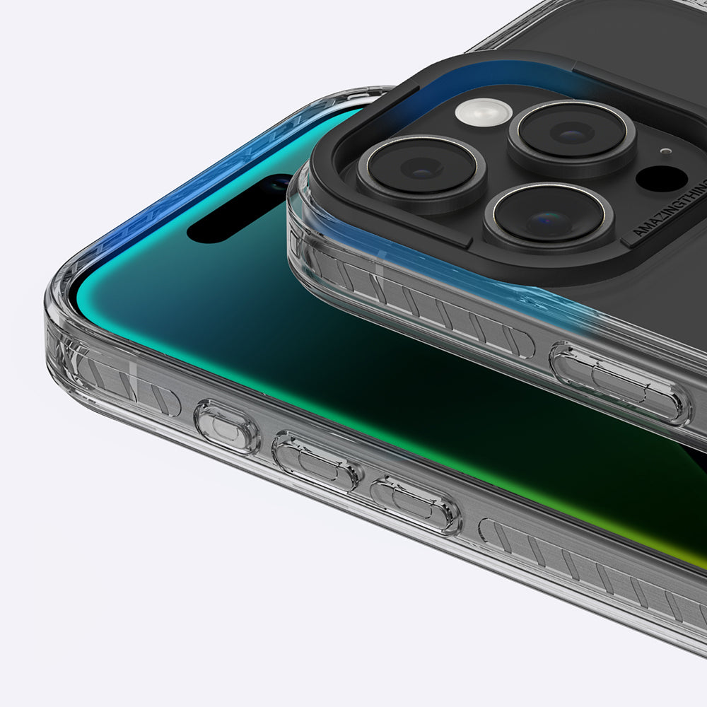 iPhone 16 Pro Kılıf Magsafe Şarj Özellikli Yüzük Standlı Amazingthing Titan Pro Serisi Kılıf Siyah