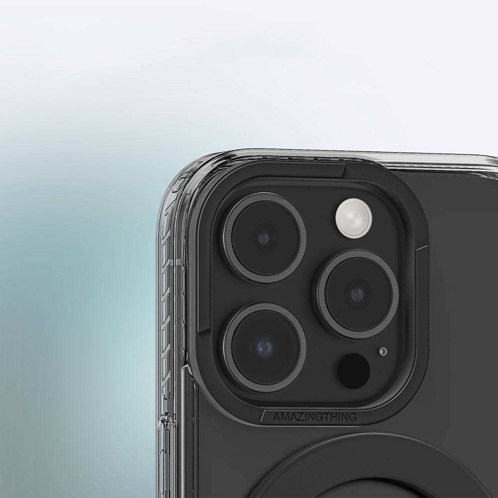 iPhone 16 Pro Kılıf Magsafe Şarj Özellikli Yüzük Standlı Amazingthing Titan Pro Serisi Kılıf Siyah