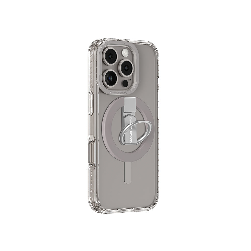 iPhone 16 Pro Kılıf Magsafe Şarj Özellikli Yüzük Standlı Amazingthing Titan Pro Serisi Kılıf Rose Gold