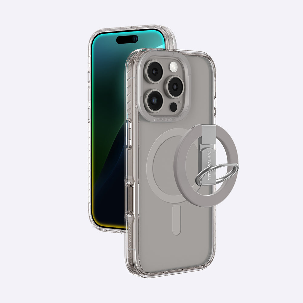 iPhone 16 Pro Kılıf Magsafe Şarj Özellikli Yüzük Standlı Amazingthing Titan Pro Serisi Kılıf Siyah