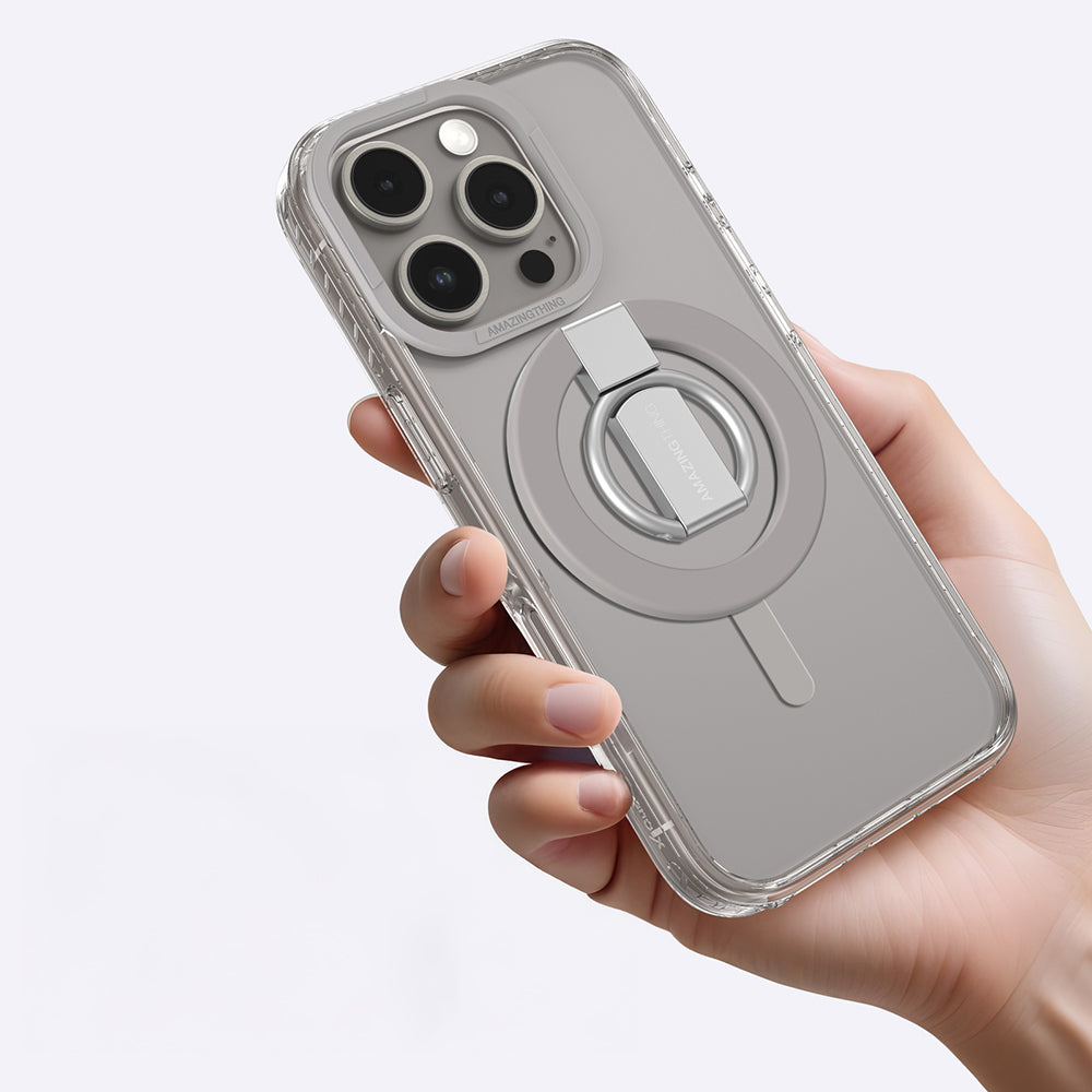 iPhone 16 Pro Kılıf Magsafe Şarj Özellikli Yüzük Standlı Amazingthing Titan Pro Serisi Kılıf Siyah