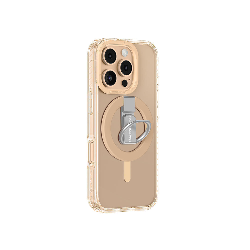 iPhone 16 Pro Kılıf Magsafe Şarj Özellikli Yüzük Standlı Amazingthing Titan Pro Serisi Kılıf Gri