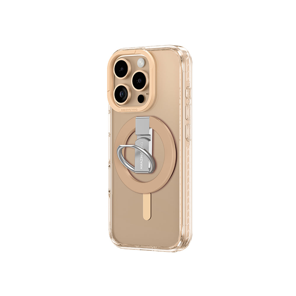 iPhone 16 Pro Kılıf Magsafe Şarj Özellikli Yüzük Standlı Amazingthing Titan Pro Serisi Kılıf Rose Gold