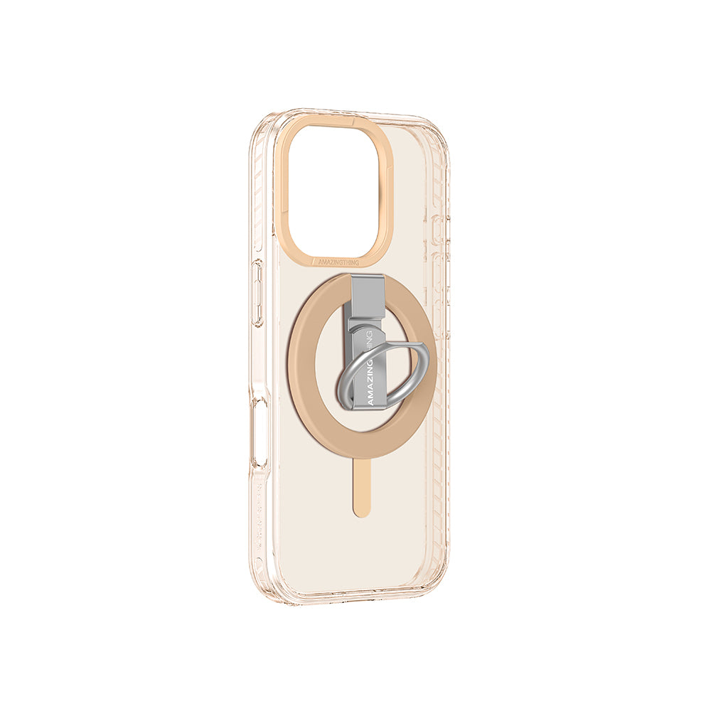 iPhone 16 Pro Kılıf Magsafe Şarj Özellikli Yüzük Standlı Amazingthing Titan Pro Serisi Kılıf Rose Gold