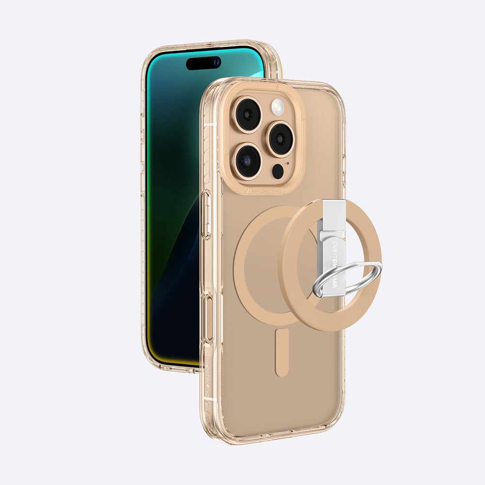 iPhone 16 Pro Kılıf Magsafe Şarj Özellikli Yüzük Standlı Amazingthing Titan Pro Serisi Kılıf Rose Gold