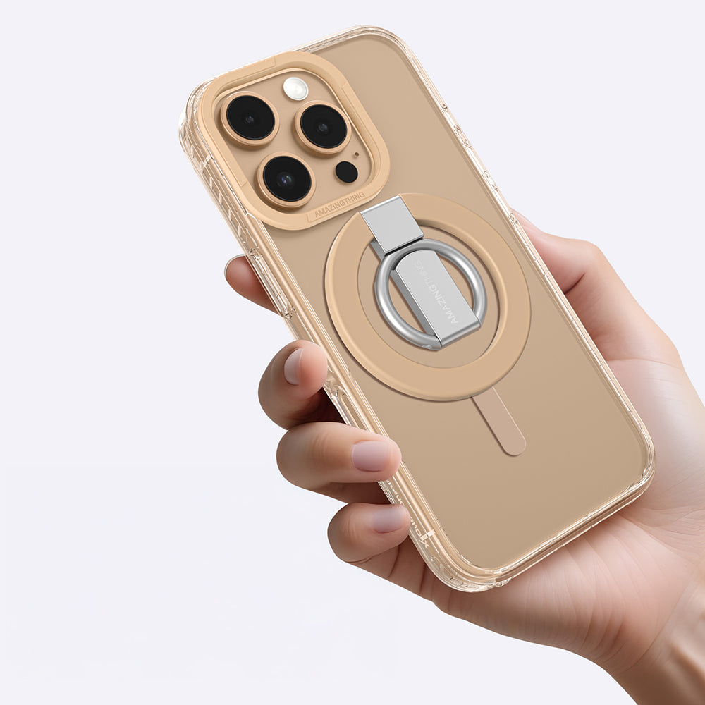 iPhone 16 Pro Kılıf Magsafe Şarj Özellikli Yüzük Standlı Amazingthing Titan Pro Serisi Kılıf Siyah