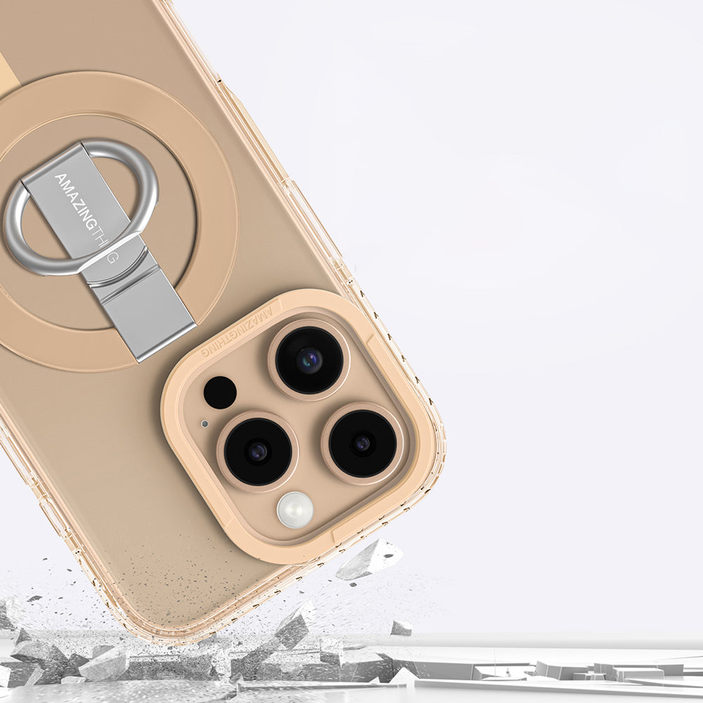 iPhone 16 Pro Kılıf Magsafe Şarj Özellikli Yüzük Standlı Amazingthing Titan Pro Serisi Kılıf Siyah