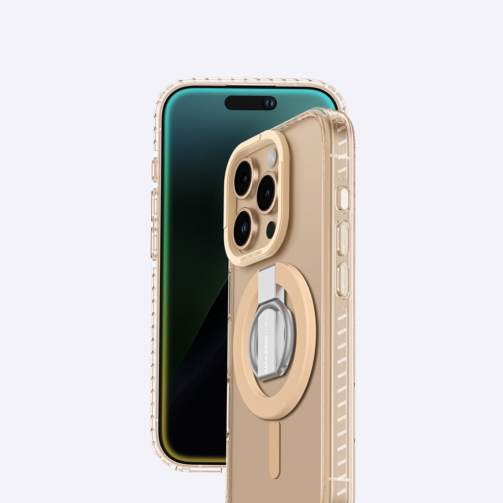iPhone 16 Pro Kılıf Magsafe Şarj Özellikli Yüzük Standlı Amazingthing Titan Pro Serisi Kılıf Siyah