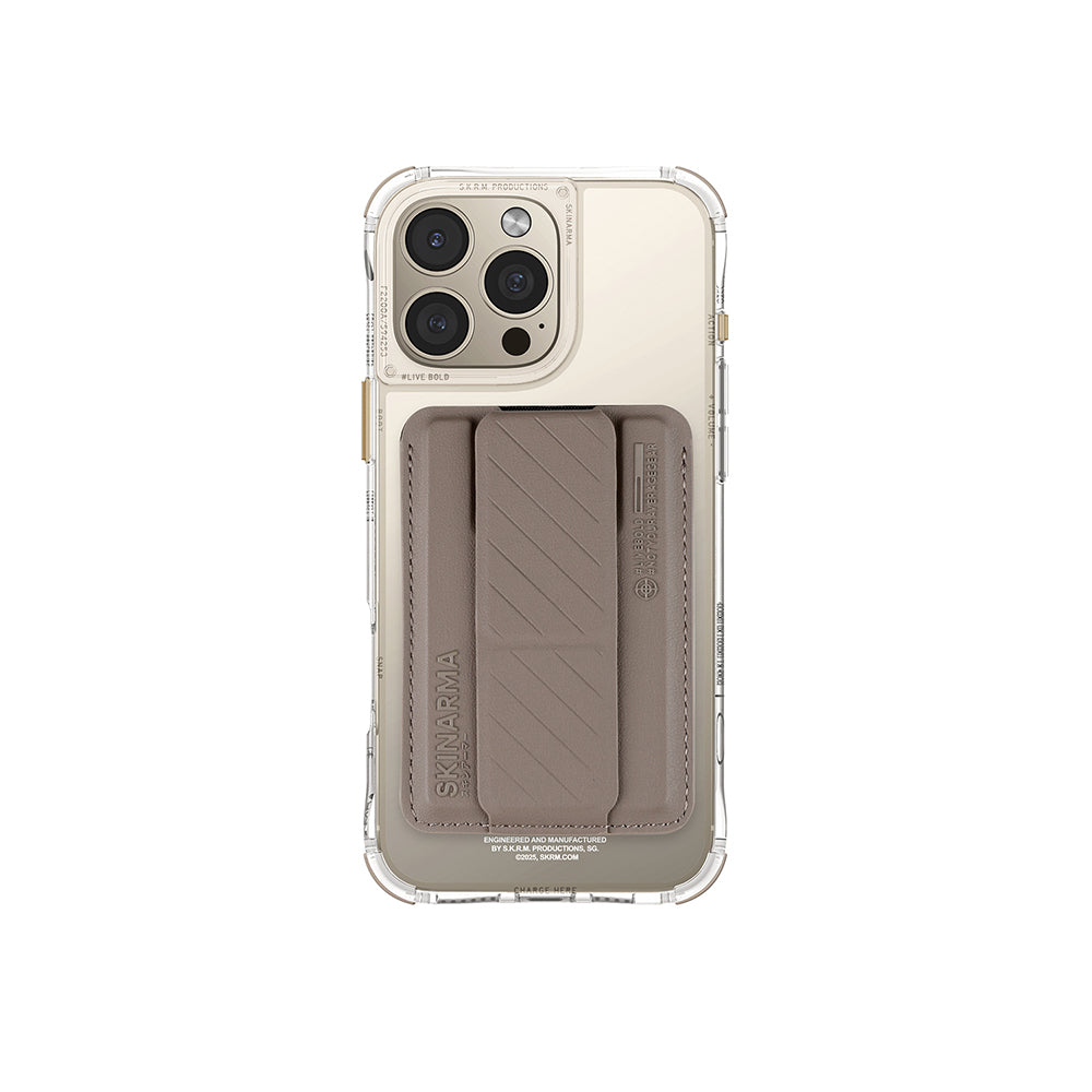 Apple iPhone 16 Pro Kılıf SkinArma Şeffaf M-safe Şarj Özellikli Prime Edition Kado Kartlıklı Saido Kapak Titanyum